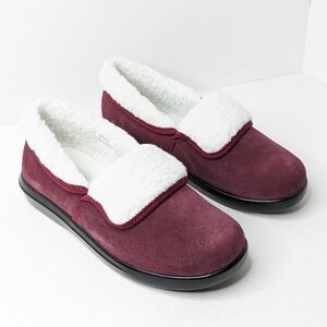 Propet Colbie Faux Fur Slippers, Wine Red, Women's 9 Extra Wide